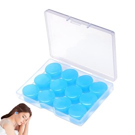 12 PCS Silicone Ear Plugs for Sleeping, Ear Plugs Silicone, Reusable Moldable Waterproof Noise Cancelling Earplugs for Sleep, for Sleeping, Travelling(Blue)