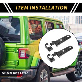 REPAIROCK 1 Set Tailgate Hing Cover Trim for Jeep Wrangler JL JLU 2018-2023 for Jeep Gladiator JT 2020-2023 Tail Gate Spare Tire Bracket Rear Door Liftgate ABS Carbon Fiber Pattern Black