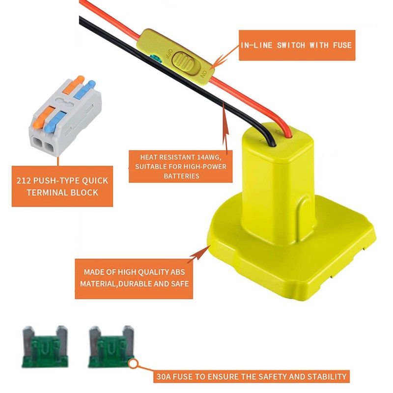 Battery Adapter Over Current Protection Tight Hold Lithium Battery Converter