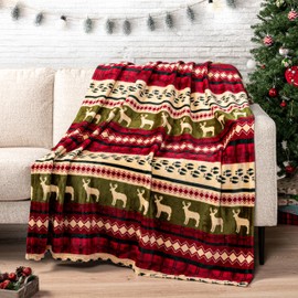 PAVILIA Christmas Throw Blanket | Red Christmas Holiday Fleece Blanket | Soft, Plush, Warm Winter Cabin Throw, Twin 60x80 (Red Christmas)