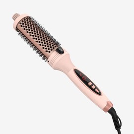IUI Beauty 3-in-1 Thermal Brush for Hair – Straightens, Volumizes & Curls with Negative Ion Technology, Digital Display, Pink Rose Gold - Colour: Pink