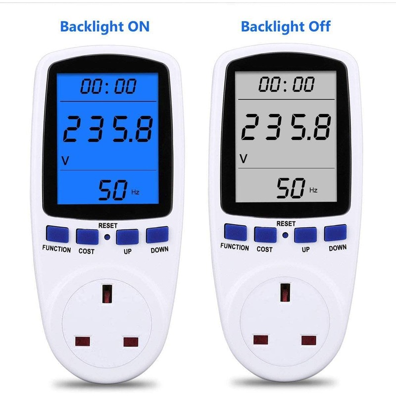 Power Meter Plug Energy Monitor Watt Backlight LCD Display Electricity