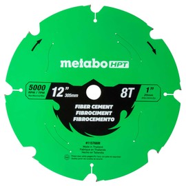 Metabo HPT 12-Inch Fiber Cement Blade, 8-Tooth, Industrial High Performance Tungsten Carbide, PTFE Coating, Laser-Cut Expansion Slots, 115766M
