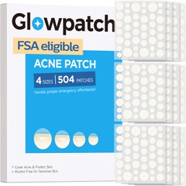 Glowpatch Pimple Patches for Face (504 Count), FSA Eligible Acne Patch Bulk, Zit Stickers 4 Sizes, Hydrocolloid Spot Stickers, Clear Acne Dots for Covering Zits, Blemishes and Breakouts