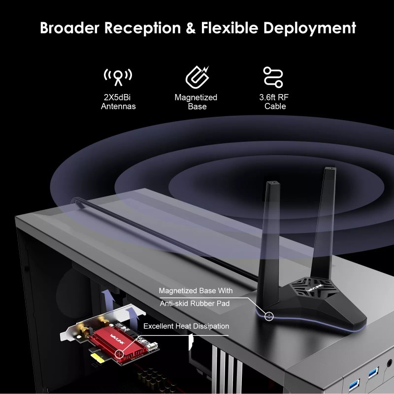 Universal PCIE WiFi-6E Tri-band WiFi Card 5400Mbps WiFi Network Card