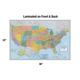 Laminated United States Voyager Map Poster | America-First Edition | Includes Gulf of America & Mount McKinley | The Most Legible Location Labels | 36” x 24” | Shipped Rolled in a Tube, Not Folded | Made in the USA