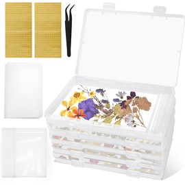 Coldairsoap 5+200PCS Dried Flower Storage Set with Blotting Paper, Ziplock Bag, Tweezers and letter stickers, Flower Preservation Kit to Keep Flower Color and Dry for DIY Pressed Flower Arts and Craft