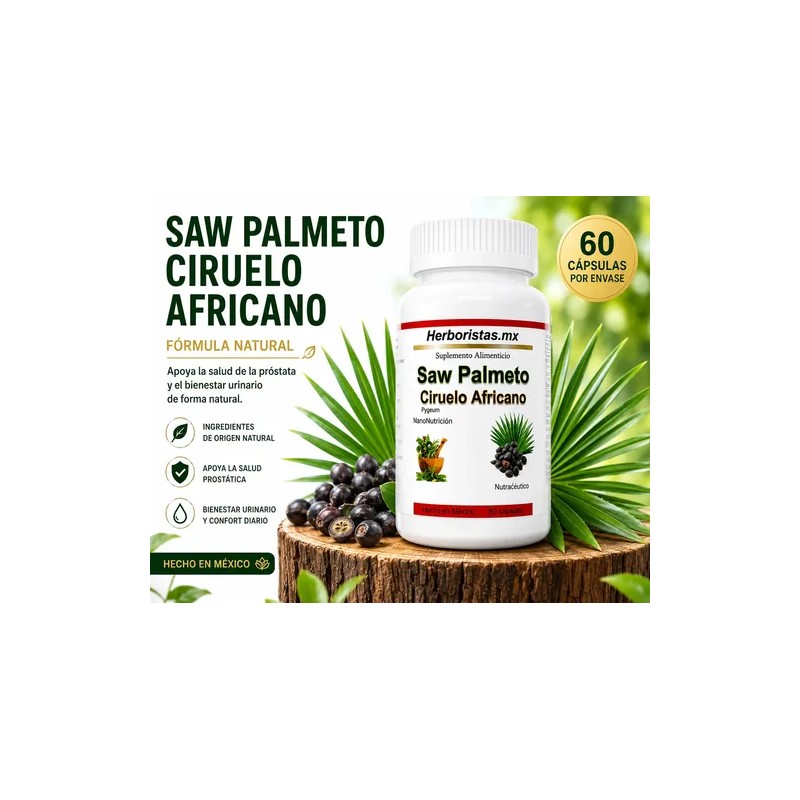 Saw Palmetto Pygeum Ciruelo Africano Suplemento Hombre