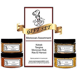 Moroccan Spice Assortment Set by Chef Cherie - Includes 4 different Seasonings - 1 each of Moroccan Rub, Kebab Seasoning, Ras El Hanout, and Tajine Seasoning