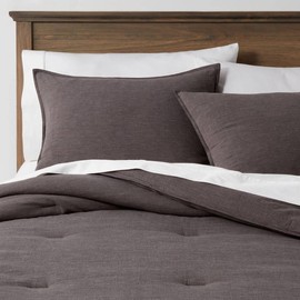 Threshold 3-Piece Cotton Linen Comforter Set OEKO-TEX Space Dyed - Bedding Size: Full/Queen, Color: Cognac