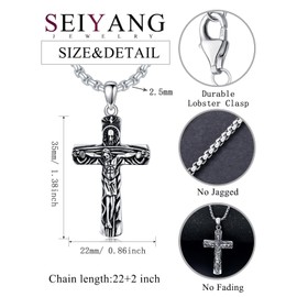 Crucifix Necklace 925 Sterling Silver Crucifix Cross Pendant Holy Trinity Crucifix Jewelry for Men Women