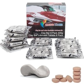 8 Pack Car Clay Bars Auto Detailing 400g and Clay bar Lubricant Tablets 8 Pack (1pcs=16 oz) Clay bar kit for Car Detailing (50g/1 Pack) (Grey)