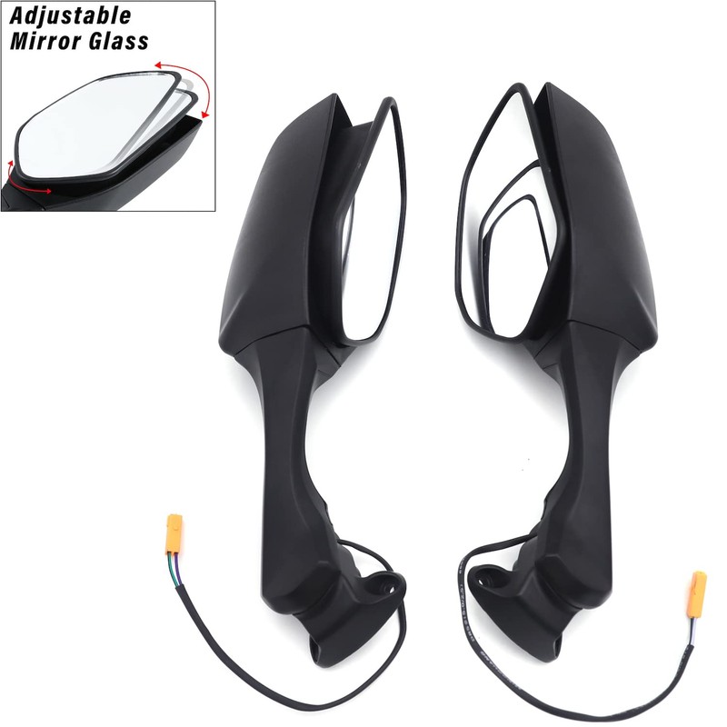 HTTMT- Black Rear View Mirrors w/Turn Signals Compatible with Kawasaki