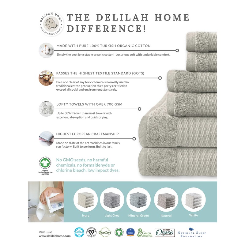 Delilah Home - Luxury Bath Towel Collection - 100% Cotton