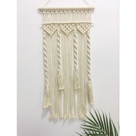 Winterdemoon Handmade Cotton Home Decor Macrame Wall Hanging Beige