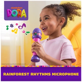 Dora, Rainforest Rhythms Microphone with Music, Sound Fx & Bilingual Phrases, Kids Toys for Girls & Boys Ages 3 and Up