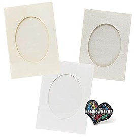 ThingamaJungle Cross Stitch Aperture Greeting Card Set with White Envelopes, Set of 30-10 White, 10 Ivory & 10 Parchment Color With 'Needleworker' Sticker