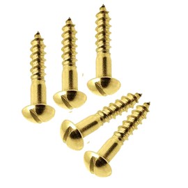 Brass Round Head Wood Screws Solid Brass Domed Head Slotted Woodscrew 19mm x 3.5mm Self Tapping Screw for Woodworking Furniture Pack of 6