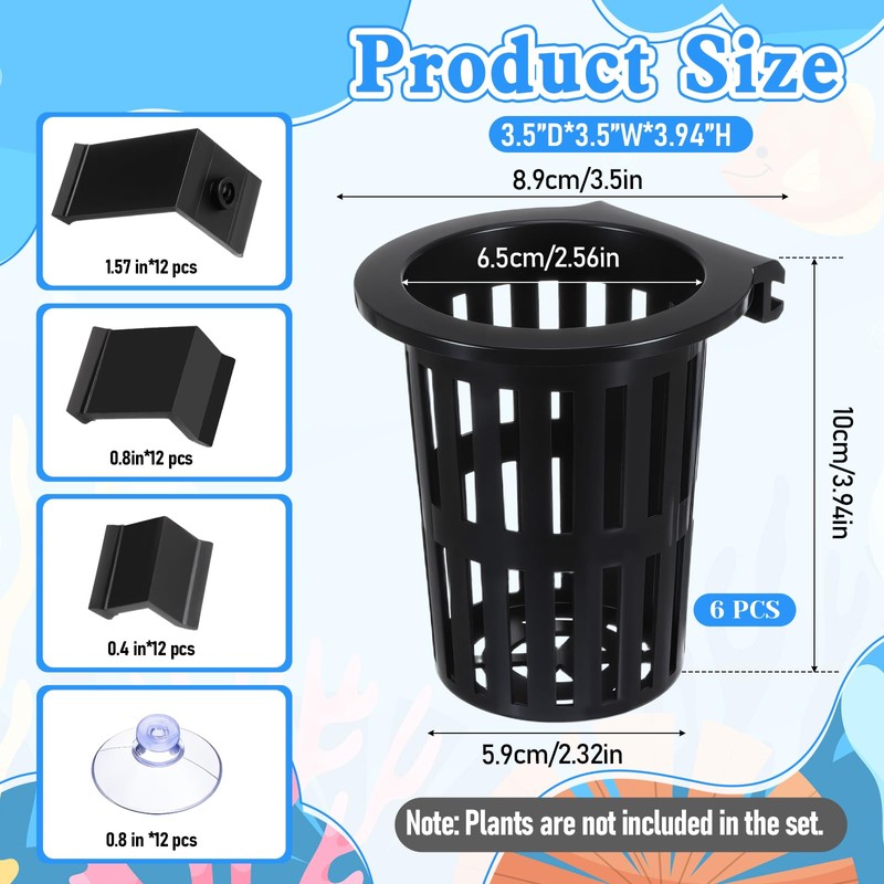 Lyksgir 6 Pack Large Aquarium Plant Holder with Extension Hooks(3