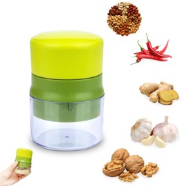 Multifunctional Garlic Mincer, Portable Manual Nut Grinder Mini Chopper, Also for Onions, Gingers, Chili, Spices - Easy Clean and Use, Cute Kitchen Accessories for Cooking Lovers, Green