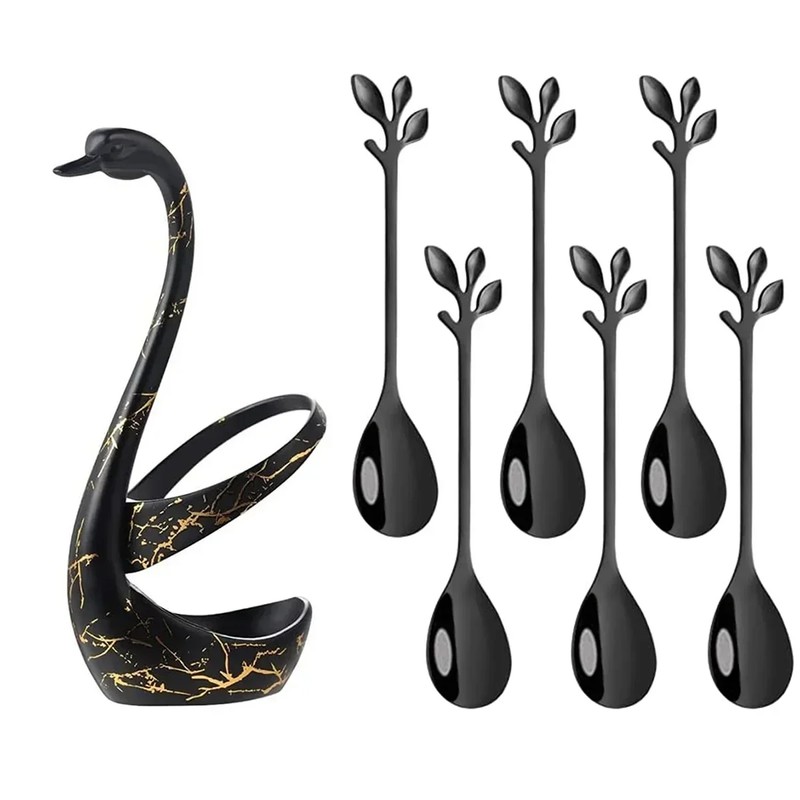 Elegant Swan Spoon and Fork Holder, Decorative Metal Cutlery Organizer
