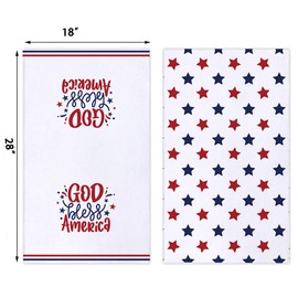God Bless America Star Patriotic Kitchen Towels Dish Towels, 4th of July Memorial Day Independence Day 18x28 Inch Seasonal Decoration Hand Towels Set of 2