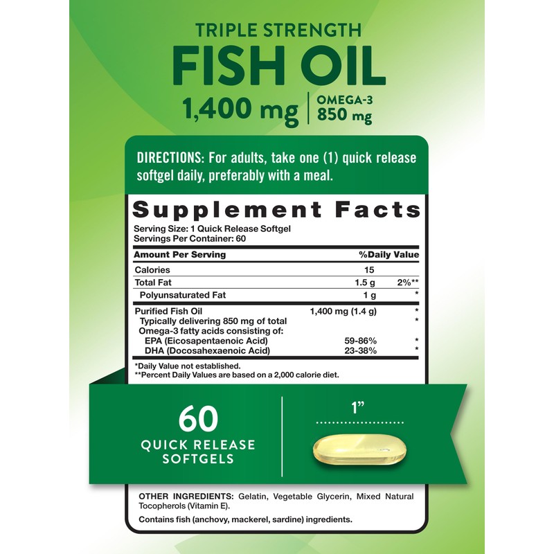 Nature's Truth Triple Strength Fish Oil Softgels | 1400 mg