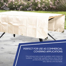 Tarps Now Waterproof Fire Retardant Poly Tarps (8' x 10') - with Aluminum Grommets - Multipurpose Heavy Duty Tarpaulin Sheet Cover for Canopy, Camping, Patio-White Tarp,'(Actual Size 7'-6" x 9'-6")