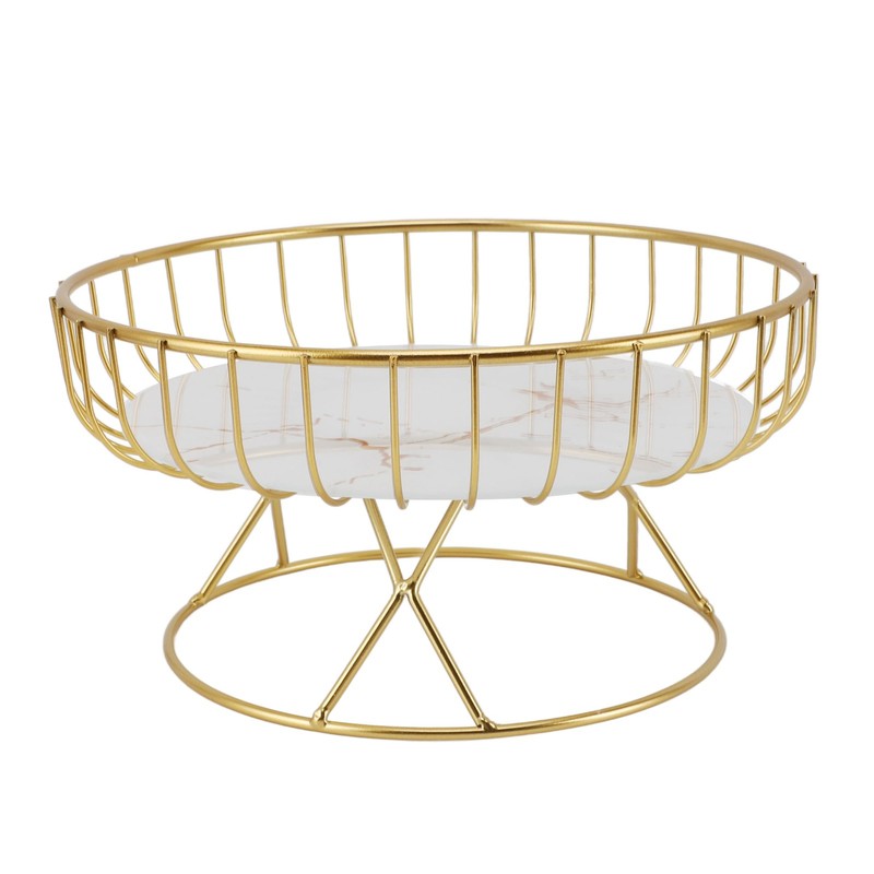 Round Fruit Basket Large Capacity Hollow Metal Fruit Bowl Stand