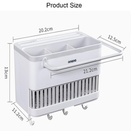 Hosoncovy Utensil Wall Holder and Countertop Cutlery Drainer - Tableware Drying Box With Separated Fork and Chopstick Storage - Kitchen Organizer (Grey)