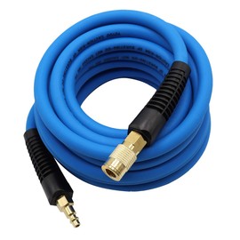 YOTOO Hybrid Air Hose 3/8-Inch by 25-Feet 300 PSI Heavy Duty, Lightweight, Kink Resistant, All-Weather Flexibility with 1/4-Inch Brass Male Fittings, Bend Restrictors, Blue