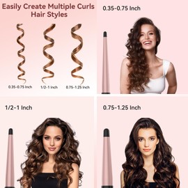 Curling Irons,1 Inch Hair Curling Wand,110V-240V Instant Heating Up to 410℉ Wand Curler,1 Inch Tapered Hair Curlers