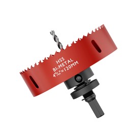 4-45/64 Inch M42 HSS Hole Saw - 120mm Bi-Metal Hole Cutter, Hex Shank Drill Bit with Spring, Hole Saw Tools for Wood, Plywood, Plastic, Gypsum Board, Various Thin Metal Sheets