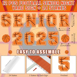 Vercraft 12 Pcs Basketball Yard Signs 2025 Senior Night Decorations, 15 Inch Large Senior 2025 Yard Sign with Stakes, Graduation Yard Signs Outdoor Lawn Decorations for Graduation Sport Theme Party