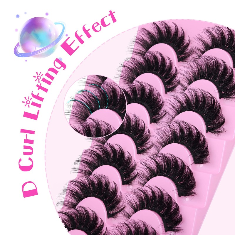 JIMIRE Cat Eye Lashes Faux Mink Eyelashes Fluffy 18MM Volume