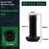 M6-1.0 x 16mm Tamper Proof Button Head Security Screws, Stainless
