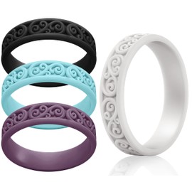 ThunderFit Silicone Ring Wedding Bands for Women, Modern Classic Bridal Sets, 5.5mm Wide, 1.9mm Thick, Women's Rubber Engagement Bands, Variety Multipack 4-6