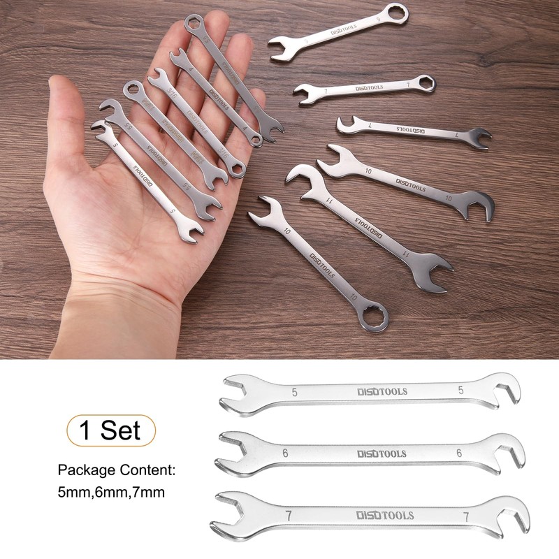 sourcing map Super-Thin Open End Wrench Set 5/6/7mm Metric Double