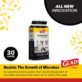 Glad for Pets Activated Carbon Puppy Training Pads with Anti-Microbial Technology, 23"x23" 30ct | Ultra Absorbent, Odor Control, Heavy Duty Puppy Potty Training Pads