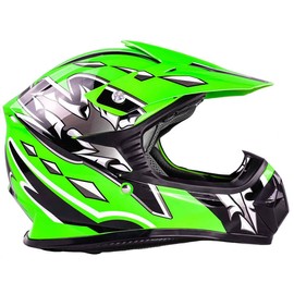 Typhoon Kids Pee Wee Offroad Gear Combo Helmet Gloves Goggles Chest Protector Motocross ATV Dirt Bike Green - XL