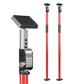 3-H Truck Cargo Bar, 43"-77" Adjustable Support Pole All Metal,Cabinet Jack,Truck Bed Divider with Self-Locking Spring Ratchet - Load Lock Bar for Vans, SUVs & Trucks,Red,2pc