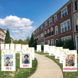 Memorywuu 14 Pcs Graduation K-12 Yard Sign Display Photo 12 x 18 Inches Class of 2025 School Years Yard Sign with Pictures Display Corrugated Plastic for Grad Party Walkway, Lawn, Garden Decorations