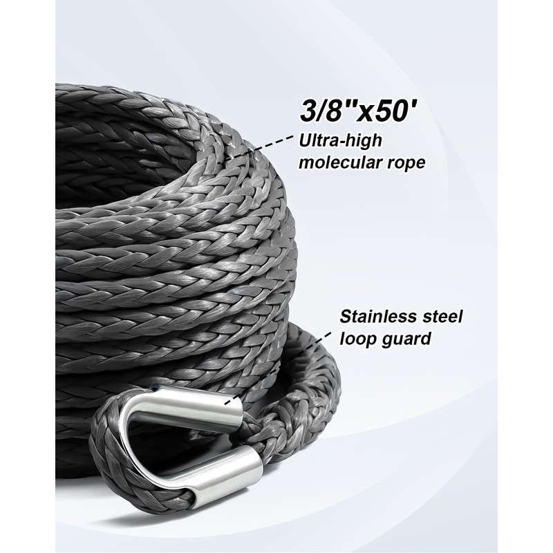 Kolvoii Winch Rope Extension 3/8 Inch x 50 Ft 26,500