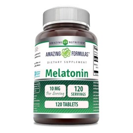 Melatonina 10mg Amazing Nutrition 120 Tabletas Sin Sabor Suplemento Nutritional                                                                       
