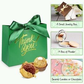 DOYIDE 100 Pack Small Thank You Gift Bags, 4.5x1.8x3.9in Party Favor Bags Boxes with Bow Ribbon, Small Paper Gift Bags with Gold Foil Printed, Mini Candy Treat Bags for Birthday Wedding Party Holiday