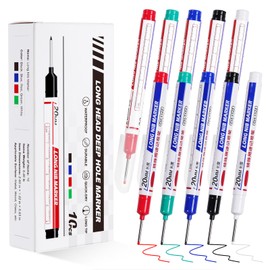 Zrpot 10 PCS Long Head Deep Hole Marker Pens, 20 MM Long Nib Marker for Metal, Multi-purpose Deep Reach Markers Quick Dry Waterproof Marking Pens Construction Markers with Long Nose