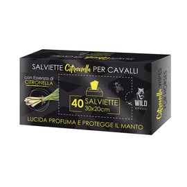 Wild Horses | Salviette Detergenti per Cavalli, Ideali per Lucidare, Profumare e Proteggere il Manto, Citronella, 40 Pz, 30x20cm