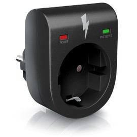 CSL - Surge Protection Socket - Lightning Protection Adapter - Schuko Protection Adapter - up to 3500 W - IP 20 - Integrated Touch Protection - Surge Protection with LED Function Display