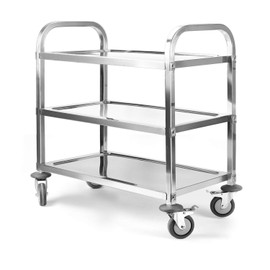 tonchean Large 3 Tier Stainless Steel Cart Kitchen Trolley Cart Serving Cart 37.4 x 19.7 x 37.4 Inch Utility Rolling Cart Service Catering Storage Cart with Locking Wheels Kitchen Cart
