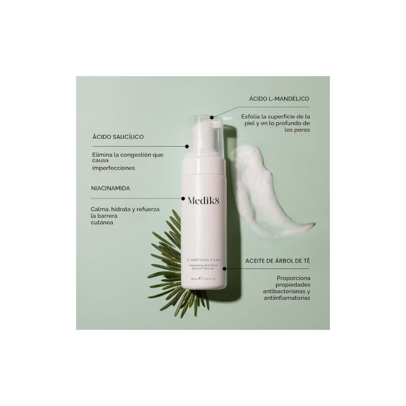 Medik8- Espuma Clarificante - Limpiador Ligero Exfoliante AHA y BHA